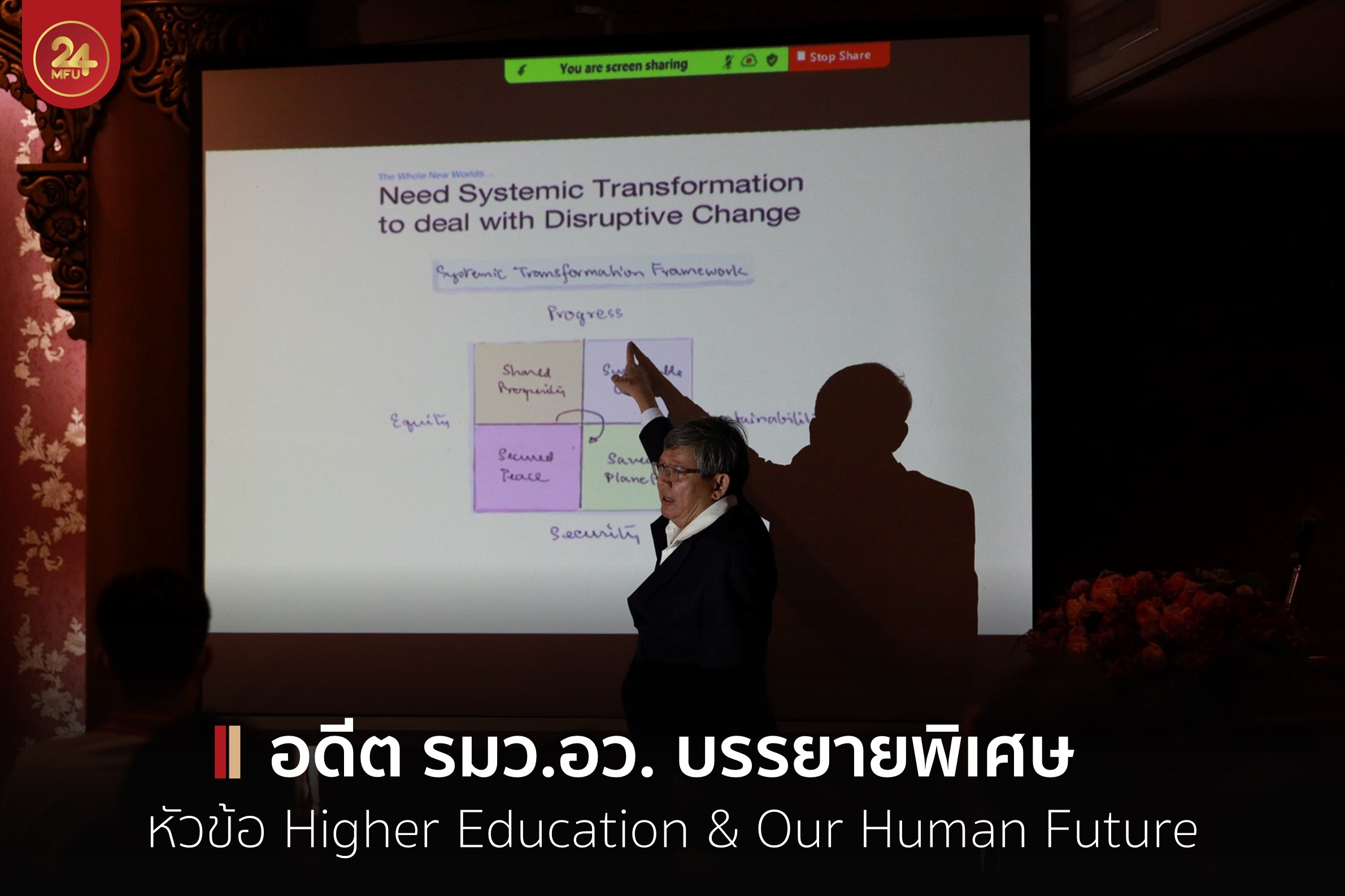 ดร.สุวิทย์ เมษินทรีย์ บรรยายในหัวข้อ Higher Education & Our Human Future ให้กับ MFU-YUL2