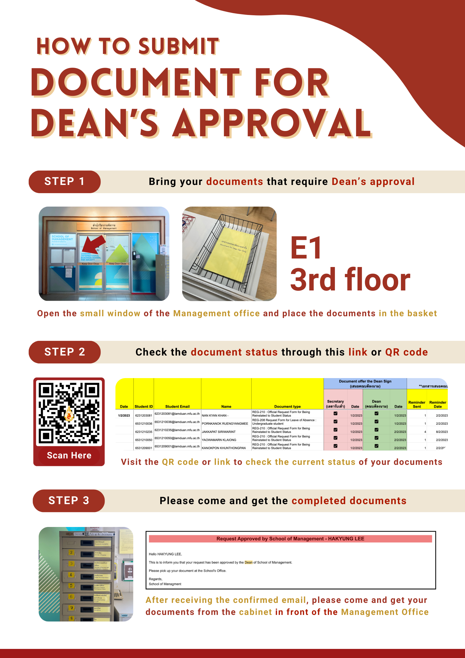 How to submit document for dean's approval